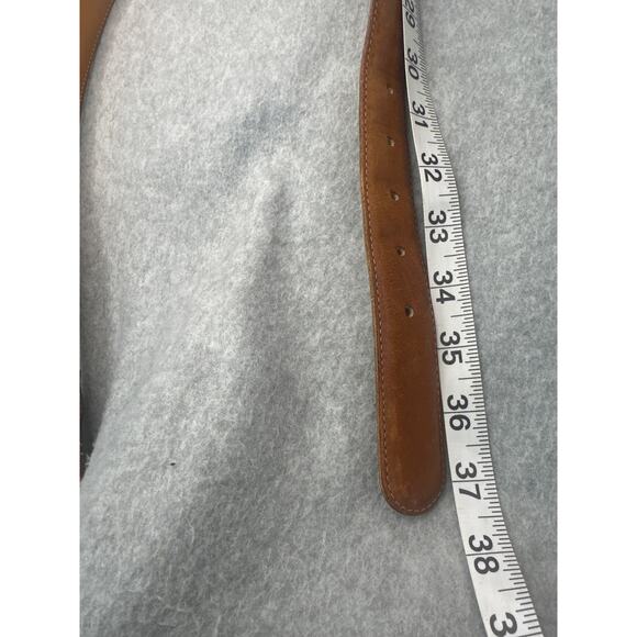 Coach 7600 British Tan Leather Belt Solid Brass Buckle Vintage USA Gorpcore 34 main image 7